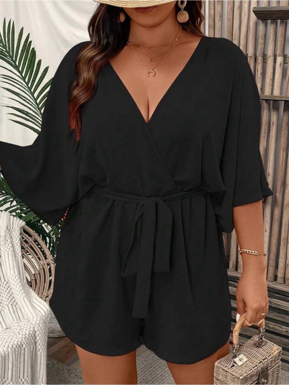 Women’s Black V-Neck Romper